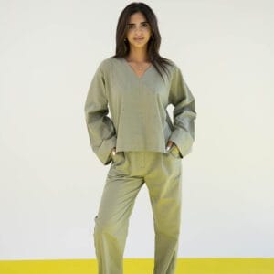 All Day Linen Set in olive