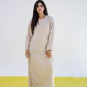 Breezy Crinkled Dress in Beige