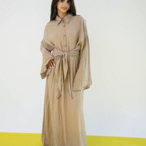 Easy to Wear Wrap Dress in light brown