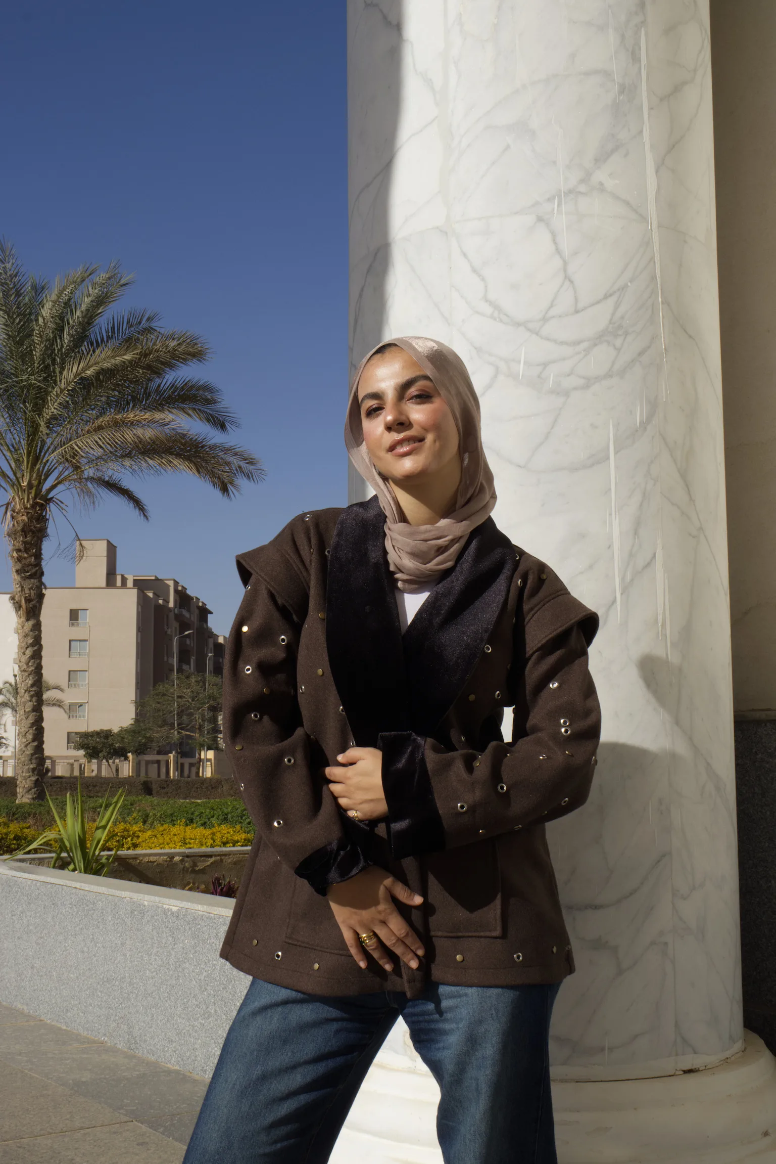 Studded Jacket in Brown - Image 3