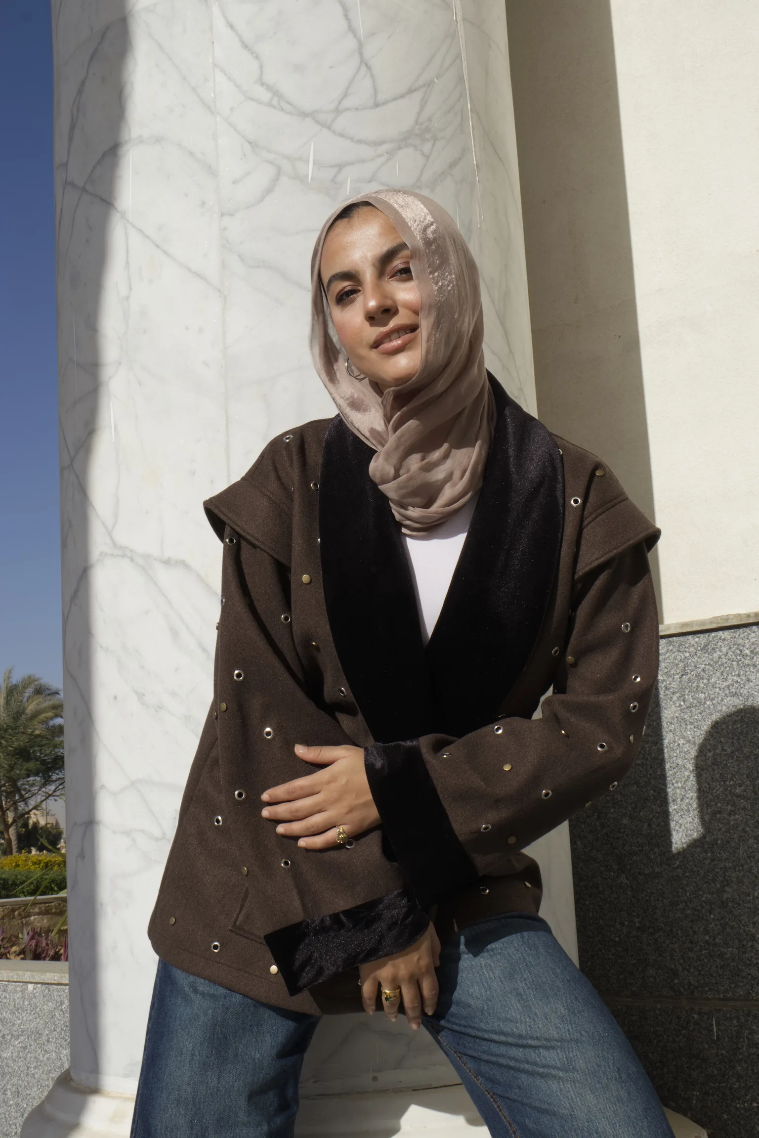 Studded Jacket in Brown