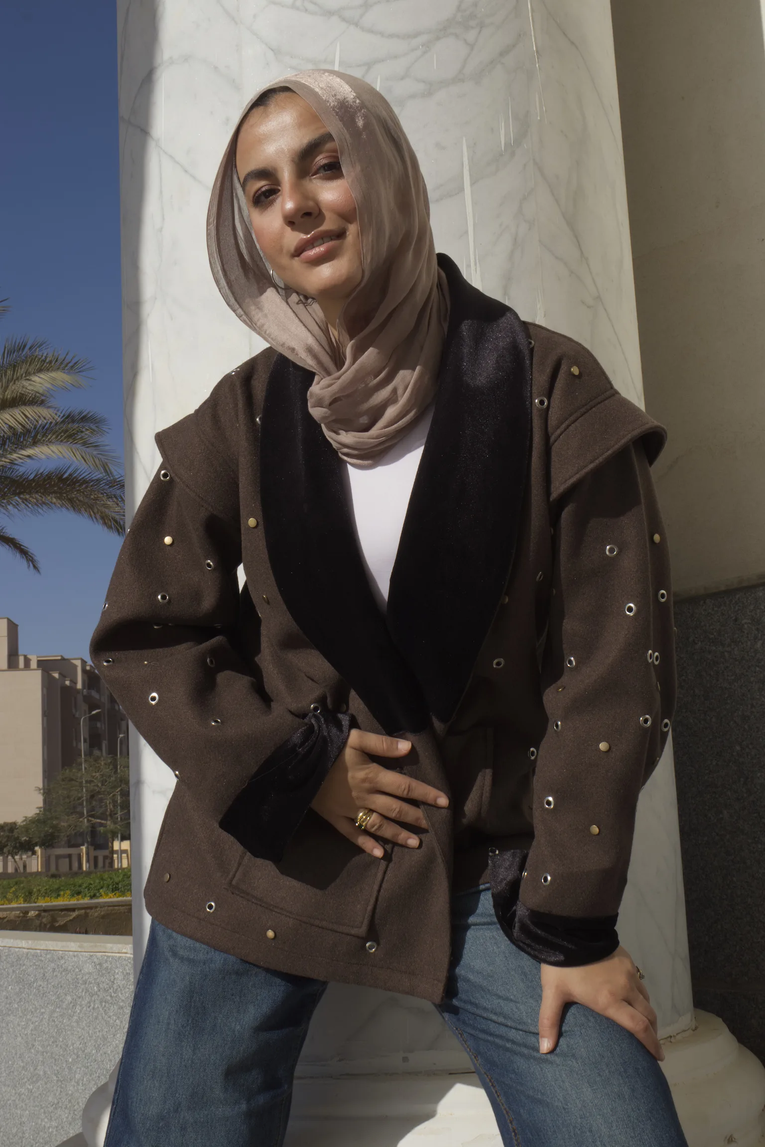 Studded Jacket in Brown - Image 7